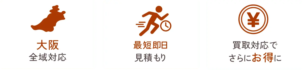 大阪全域対応・最短即日見積もり・買取対応でさらにお得に